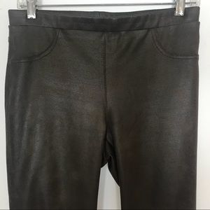 M Karen Kane faux leather brn distressed leggings